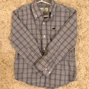 Southern Tide Kids Blue and White Plaid Button-Down Shirt